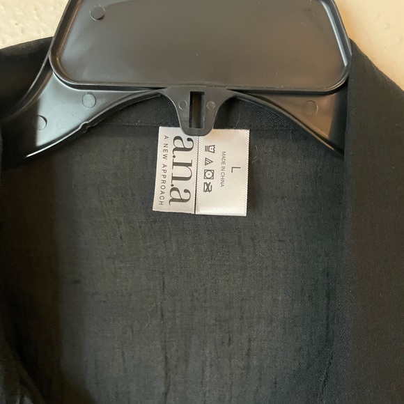 a.n.a. swimwear button 3/4 sleeve black summer coverup Sz L - Picture 3 of 6